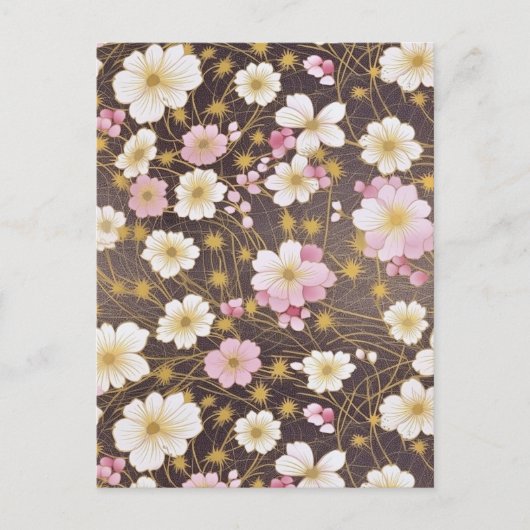 Roze en witte kosmos Chiyogami Briefkaart (Voorkant)