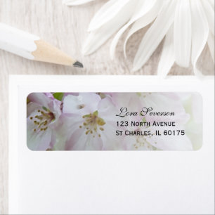 Roze en witte krab Apple Blossoms Retouradres Etiket