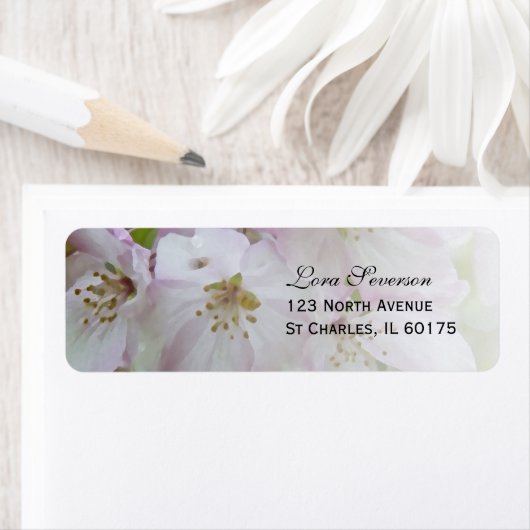 Roze en witte krab Apple Blossoms Retouradres Etiket (Insitu)