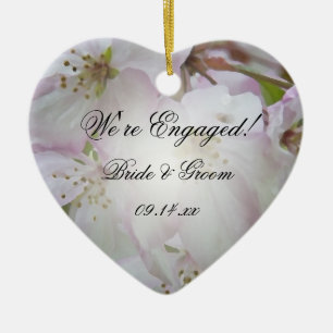 Roze en witte krab Apple Blossoms Verloving Keramisch Ornament