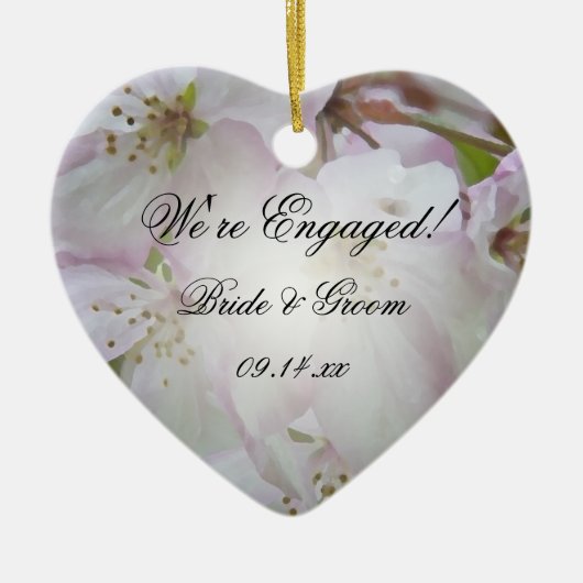 Roze en witte krab Apple Blossoms Verloving Keramisch Ornament (Voorkant)