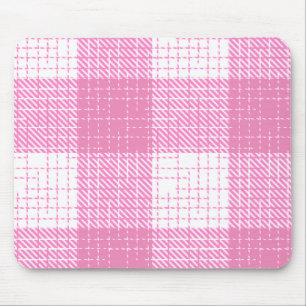Roze en Witte Krachtige Geruite Plaid Ontwerp Muismat