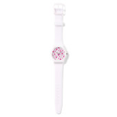 Roze en witte kralige harten horloge (Bandje)