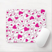 Roze en witte kralige harten muismat (Met muis)