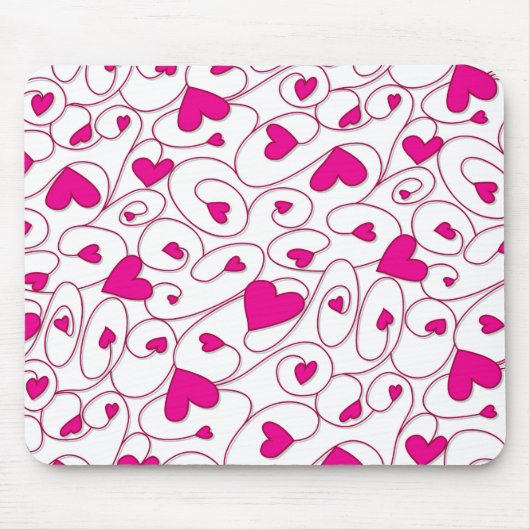 Roze en witte kralige harten muismat (Voorkant)