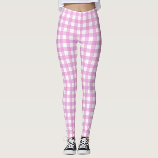 Roze en witte kringloop leggings (Voorkant)