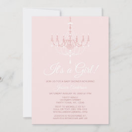 Roze en Witte Kroonluchter Bloemen Roos Baby showe Kaart