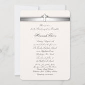 Roze en Witte Kruis foto doopuitnodigingen Kaart (Achterkant)