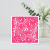 Roze en Witte Krullen Bruiloftsinvatie Kaart (Staand voorkant)