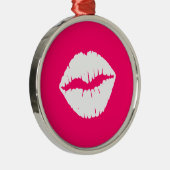 Roze en Witte Kus Metalen Ornament (Rechts)