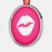 Roze en Witte Kus Metalen Ornament (Links)