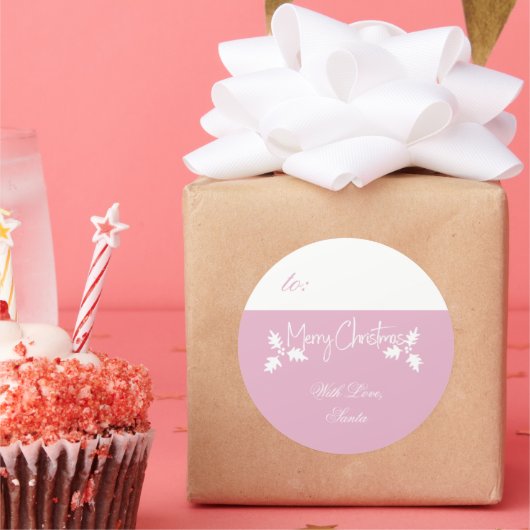 Roze en witte Label voor fijne kerst (Feest)