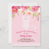 Roze en witte lace lingerie douchebridal party kaart (Voorkant)