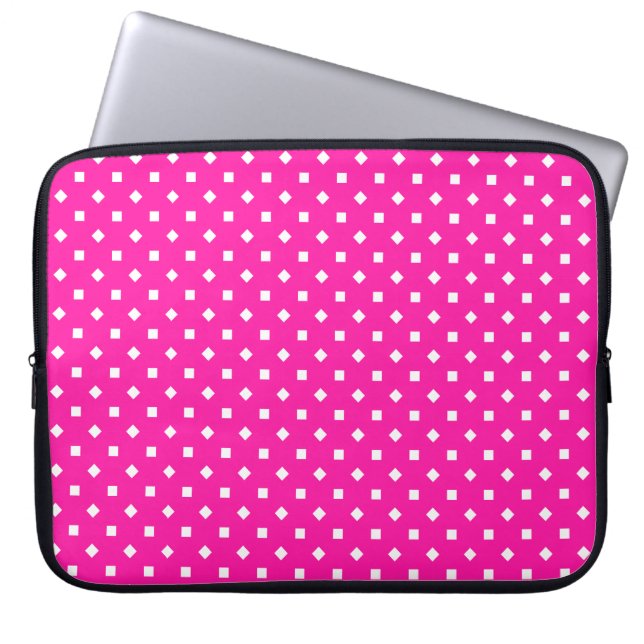 Roze en witte laptophoes met fijn Snoep Laptop Sleeve (Voorkant)
