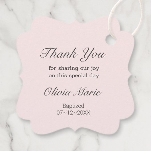 Roze en Witte Laurel Religieus met Kruis Bedankjes Labels (Achterkant)