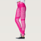 Roze en witte Leggings met strepen en checkers (Links)
