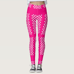 Roze en witte Leggings met strepen en checkers