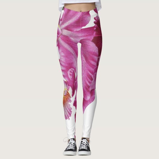 Roze en witte Leggings voor alles-over-druk (Voorkant)