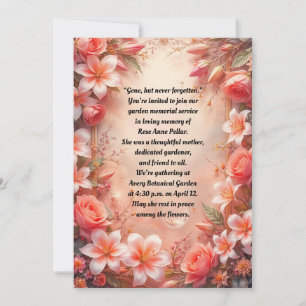 Roze en Witte Lelies en Rozen Herdenkingsdienst Kaart