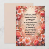 Roze en witte lelies en Rozen herdenkingsdienst Kaart (Voorkant / Achterkant)