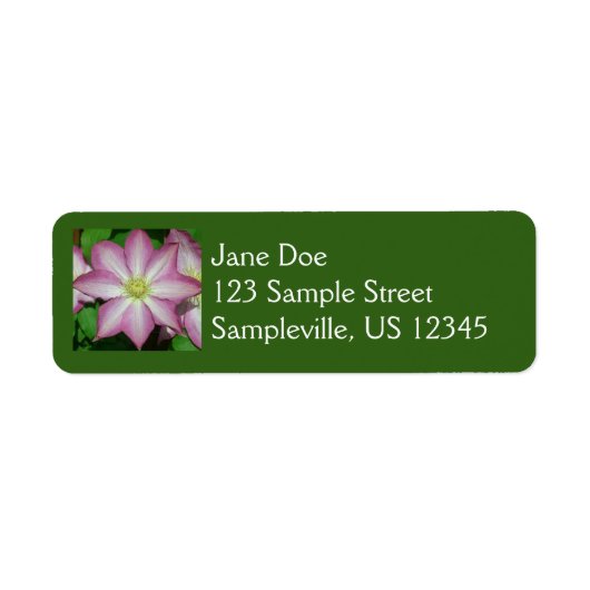 Roze en witte lente van Clematis Etiket (Voorkant)