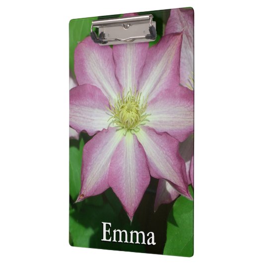 Roze en witte lente van Clematis Klembord (Links)