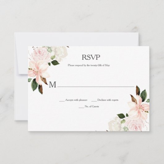 Roze en witte lenzen, Magnolias, Peonies RSVP Kaartje (Voorkant)