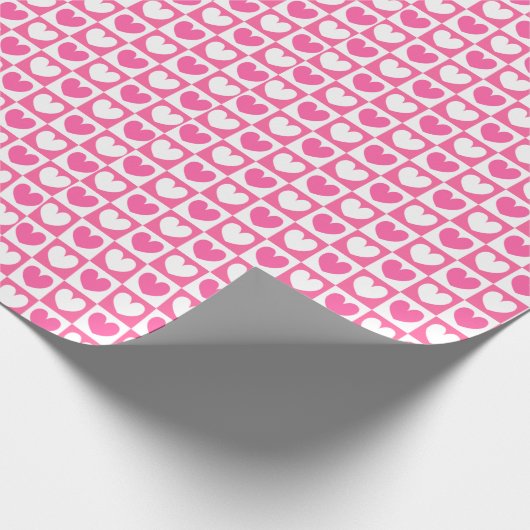 Roze en witte liefde Harten Valentijnsdag Cadeaupapier (Hoek)