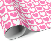 Roze en witte liefde Harten Valentijnsdag Cadeaupapier (Rol Hoek)