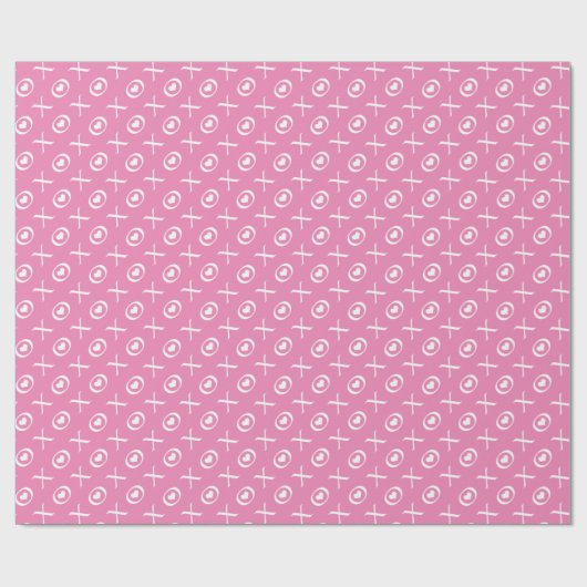 Roze en witte liefdesharten & Kisses Valentijnsdag Cadeaupapier (Vlak)