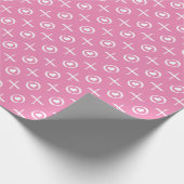 Roze en witte liefdesharten & Kisses Valentijnsdag Cadeaupapier (Hoek)