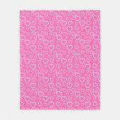 Roze en Witte Liefdeshartjes Patroon Fleece Deken (Voorkant)