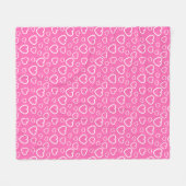 Roze en Witte Liefdeshartjes Patroon Fleece Deken (Voorkant (Horizontaal))