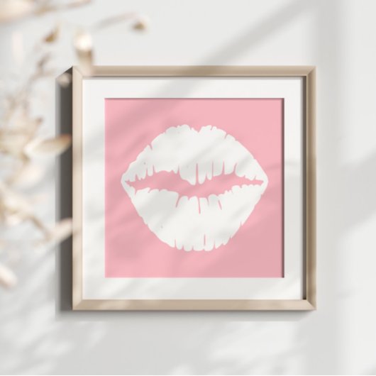 Roze en witte lips foto afdruk