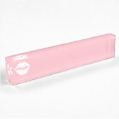 Roze en witte lips naambordje
