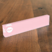 Roze en witte lips naambordje (Zijkant)