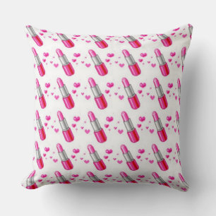 Roze en witte lipstick Lover Sierkussen