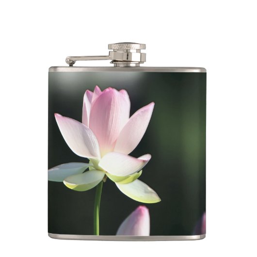 Roze en witte Lotus Flower Heupfles (Voorkant)