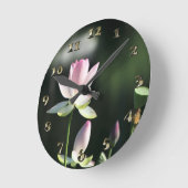 Roze en witte Lotus Flower Ronde Klok (Hoek)