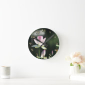 Roze en witte Lotus Flower Ronde Klok (Huis)