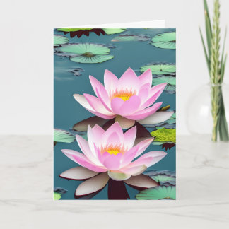 Roze en witte Lotus-ventilator die op een obligati Kaart