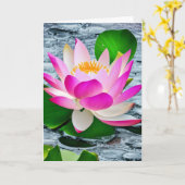 Roze en witte Lotus-ventilator op een mousserende Kaart (Gele Bloem)