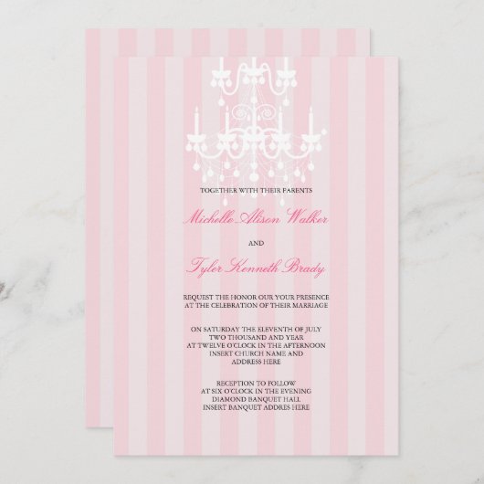 Roze en witte luchters Uitnodiging (Voorkant / Achterkant)