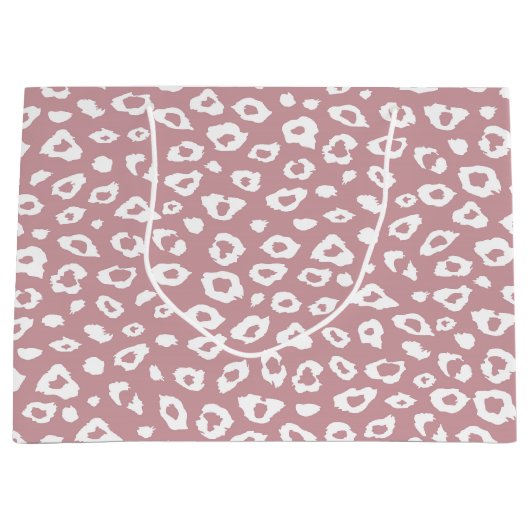 Roze en witte luipaard afdrukken groot cadeauzakje (Voorkant)