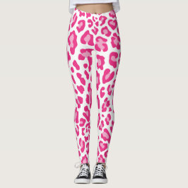 Roze en witte luipaard afdrukken leggings