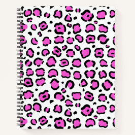 Roze en witte luipaard afdrukken notitieboek