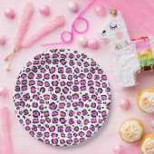 Roze en witte luipaard afdrukken papieren bordje (Feest)