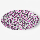 Roze en witte luipaard afdrukken papieren bordje (Gekanteld)