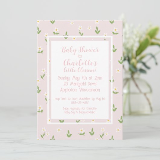 Roze en Witte Madeliefjes Baby Shower Kaart (Staand voorkant)