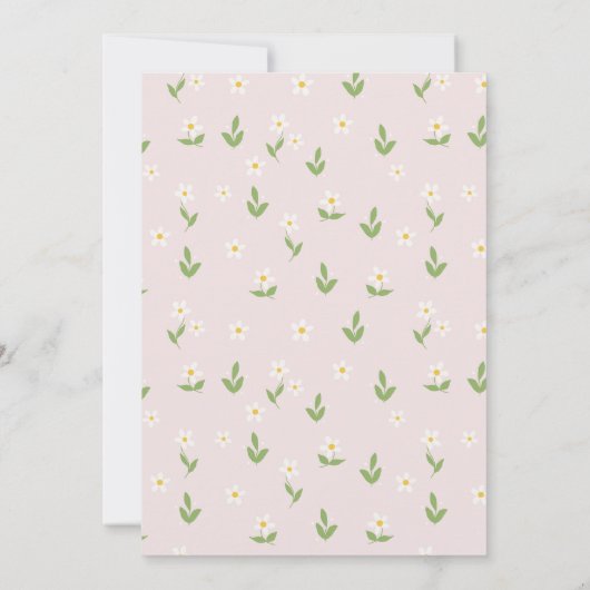 Roze en Witte Madeliefjes Baby Shower Kaart (Achterkant)